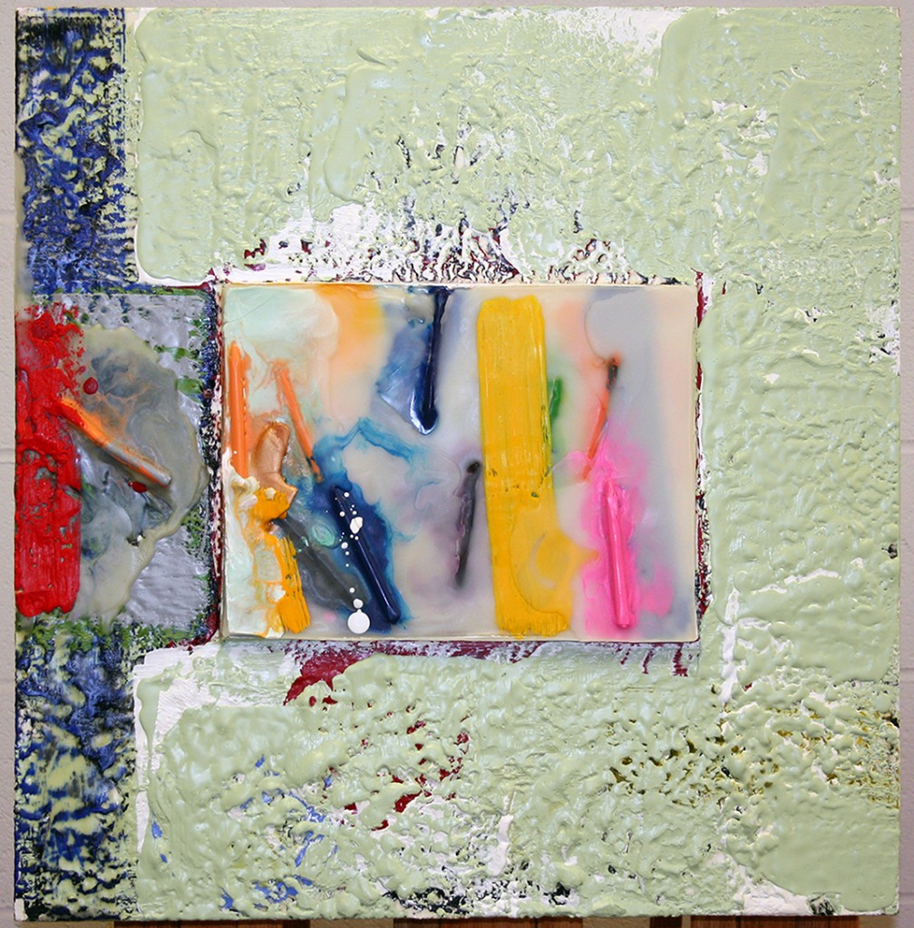 Inverted U-Shape, encaustic and mixed media on panel, 23 by 22.5  inches, 2009-2012 
